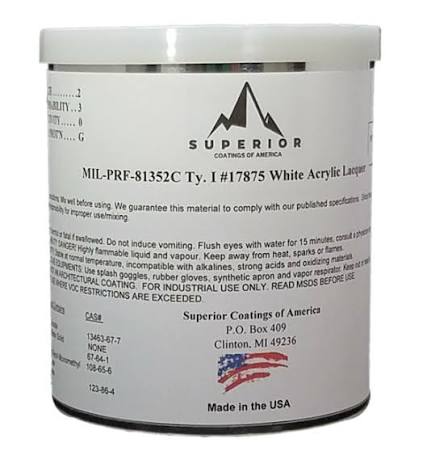 MIL-PRF-81352 Acrylic Aerospace Touch-Up and Exterior Protective Lacquer Coating (1 Quart Can)